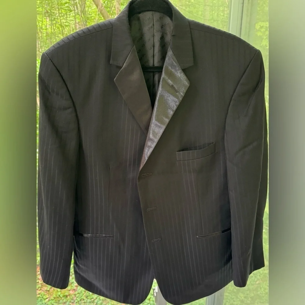 After Six Men’s 42S Formal 3Button Black Blazer 100% Horsted Wool, single breast